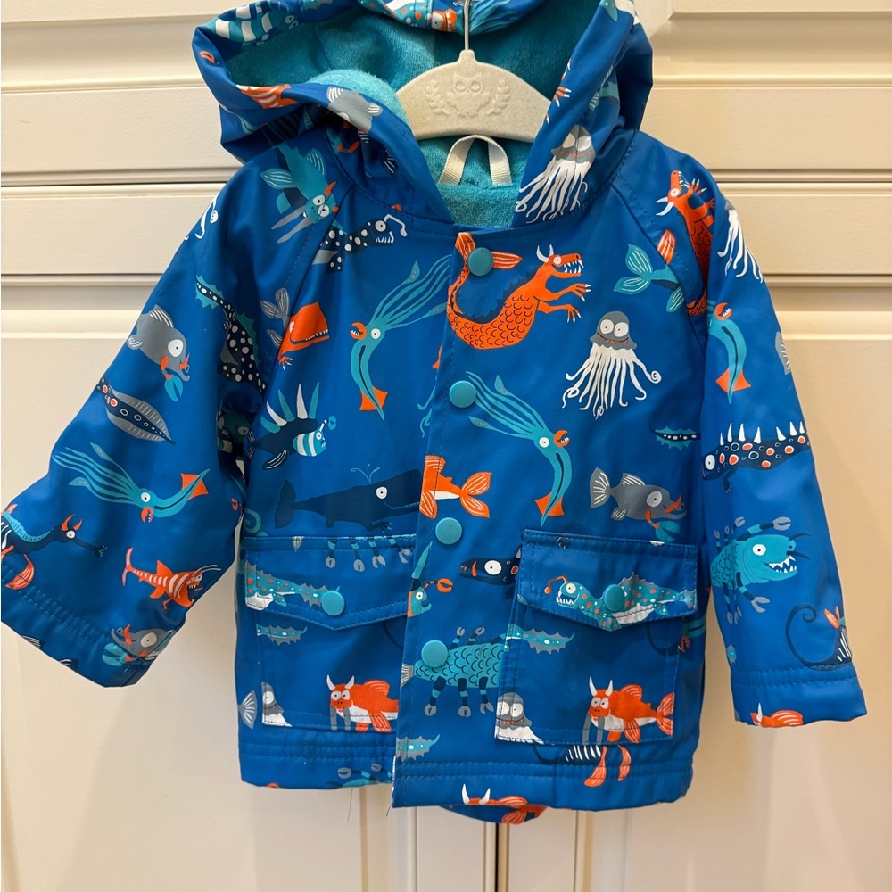 Hatley Blue Raincoat with Orange Sea Creatures
